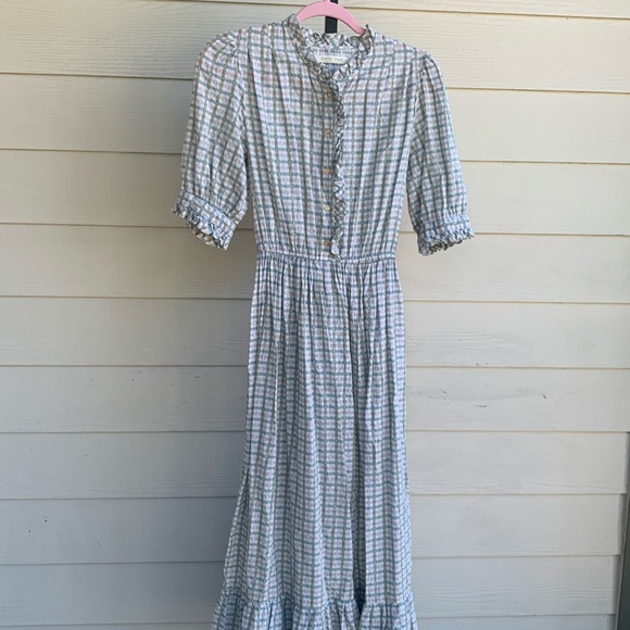 RARE Christy dawn linden lotus gingham maxi organic cotton dress small - Picture 5 of 15